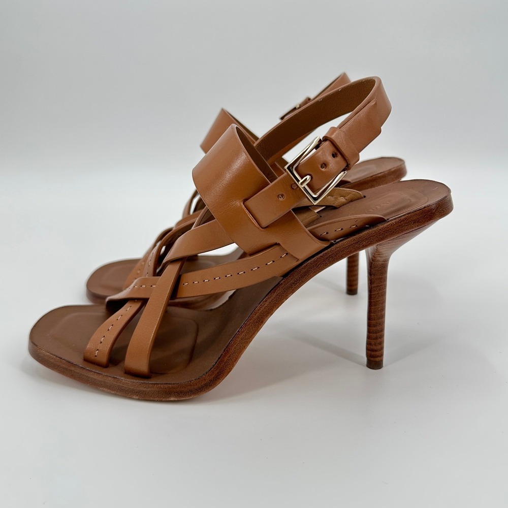 Max Mara Brown Leather Cage Strappy Stiletto Sandals Heels Made in Italy 38 / 8 - Picture 6 of 10